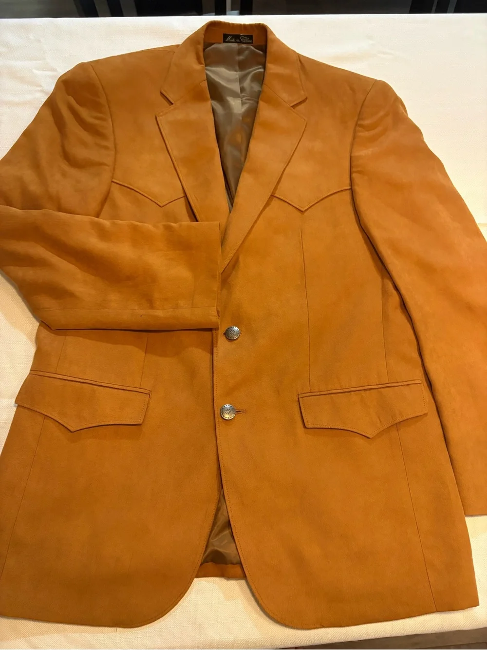 Men's Suede Sport Coat in Camel Tan - Classic Two-Button Blazer